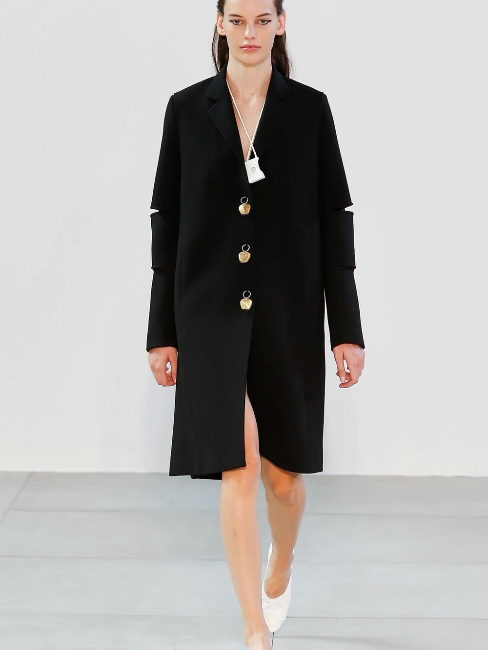 Céline double face wool coat with bell charms